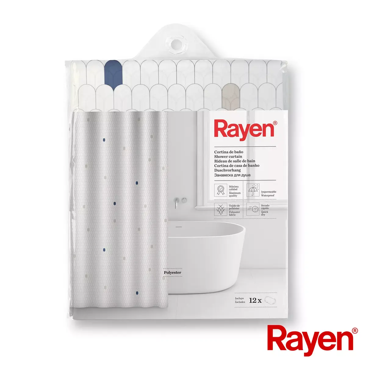 Shower curtain RAYEN 012348 180x200 cm Photo 2