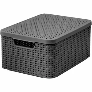 Storage box with lid, dark grey, 39.3×29.3×18.7 cm