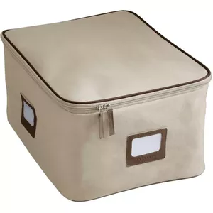 Storage box ORDINETT Ego M 30×40×20 cm fabric with zipper, Ecru