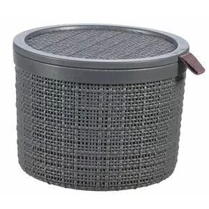 Storage basket with lid Curver 0801903G44 round 2 L dark grey