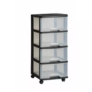 Storage drawers Curver 4-drawer unit 20L per drawer, black/translucent, 37×39×80.5 cm