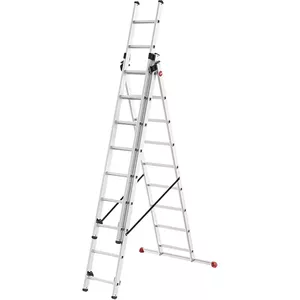 Alumīnija kombinētā kāpnes Hailo 037309007, 3x9 pakāpieni