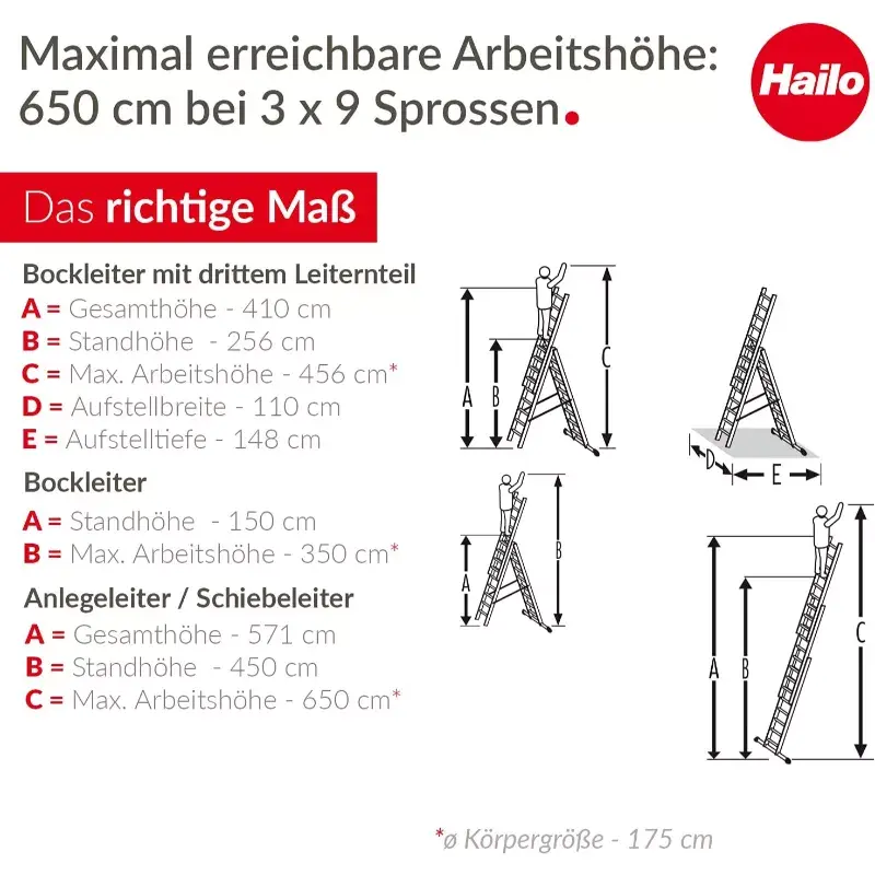 Комбинированная алюминиевая лестница Hailo 037309007 3x9 Photo 2