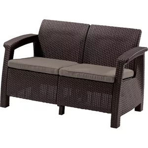 Садовый диван Keter Corfu Love Seat коричневый — двухместный уличный стойкий к погоде