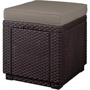 Dārza krēsls Keter Cube ar spilvenu, brūns, ārējai lietošanai no polimēra
