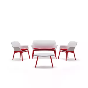 Āra lounge mēbeļu komplekts BICA Luxor Lounge Set sarkana un balta 4 sēdvietas galds 80×50×45 cm