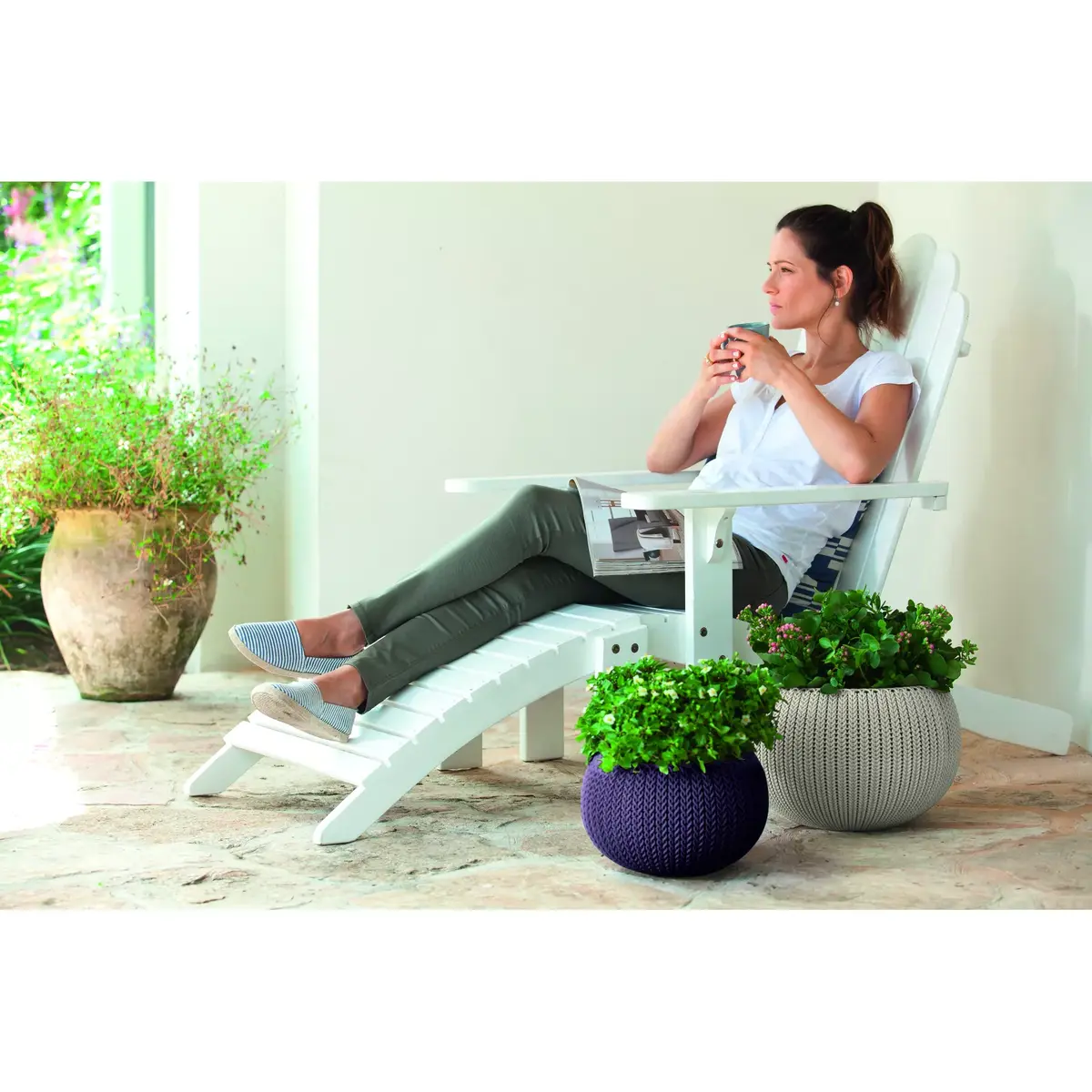 Hanging Flowerpot Keter Cozy M Beige Photo 2