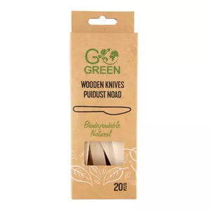 Wooden knives GoGreen 1900963 set of 20, disposable eco-friendly cutlery, total weight 0.06 kg
