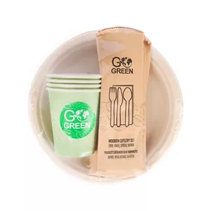 Compostable picnic dish set GoGreen 1901087 for 4 persons, lightweight 0.14 kg