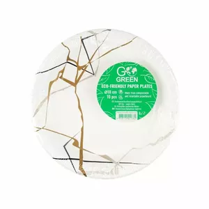 Disposable Paper Plates GoGreen Marble Ø18 cm, pack of 10