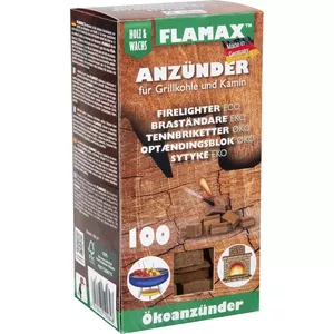 Aizdedzes bloki Flamax 100 g 1319264 — ekoloģiskas aizdedzināšanas bloki griliem un kamīniem