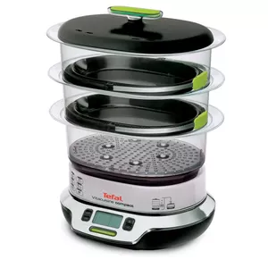 Steam cooker Tefal VS4003 — 3 baskets, 1800 W, freestanding, digital timer, transparent/metallic/green/black