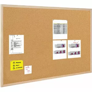 Bi-Office Tablica korkowa BI-OFFICE, 120x60cm, 2-warstwy korka, rama drewniana