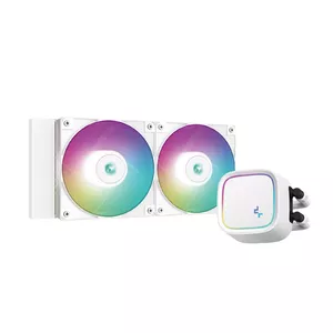 All-in-one liquid cooler DeepCool LE520 WH — 120 mm fan, 220 W TDP, white, supports LGA 1150/1151/1155/1200/1700 and AM4/AM5