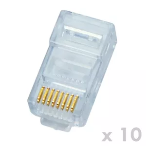 RJ45 UTP 8P8C Cat5e разъем DATACOM 10 шт, для неэкранированных Ethernet кабелей