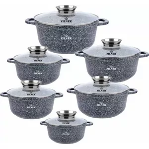 Zilner ZL-7086 Marble Coating Cookware Set, 6 Pieces