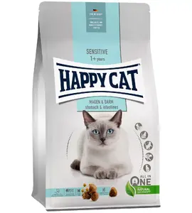 Сухой корм для кошек Happy Cat Sensitive Stomach & Intestine для взрослых кошек, утка и рис, 1.3 кг
