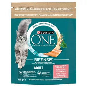Dry cat food Purina Nestlé PURINA One Bifensis Adult Salmon 800 g — salmon flavour, 34% protein, 14% fat