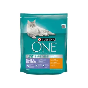 Dry cat food Purina ONE Adult Coat & Hairball Rich in Chicken 800 g, 34% protein, 14% fat
