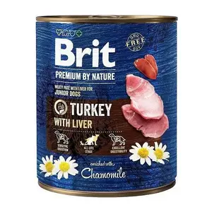 Влажный корм для щенков Brit Premium by Nature Junior Индейка с печенью 800 г — полнорационный, без зерна, влажность 78%