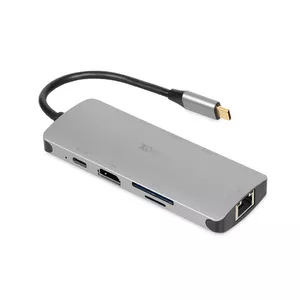 Interface hub IBOX IUH3RJ4K USB Type-C to USB 3.2 Gen 1 Type-A (3 ports), USB 3.2 Gen 2 Type-C, RJ-45, 5000 Mbit/s, Silver