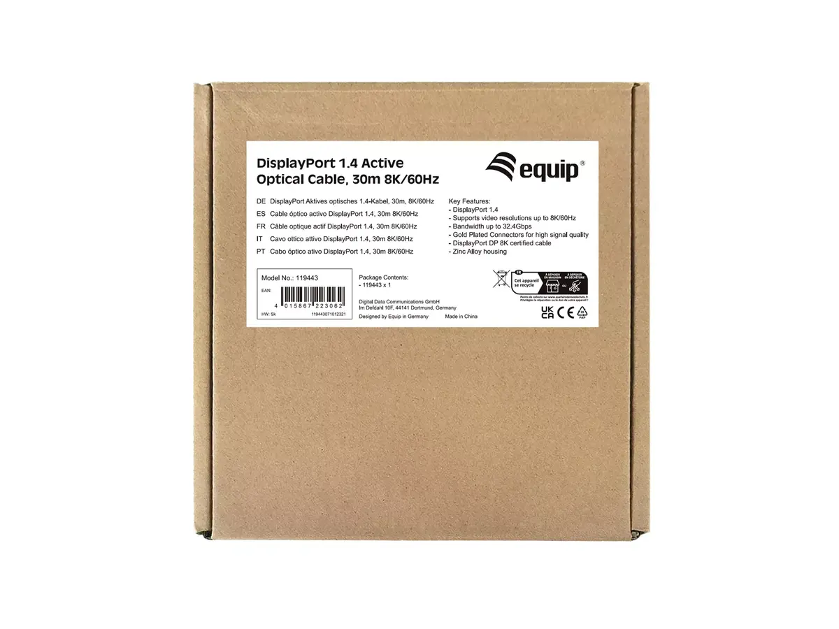 Equip DisplayPort 1.4 Aktīvā Optiskā Kabeļa Photo 6