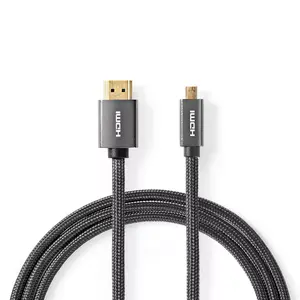 Nedis CVTB34700GY20 HDMI Kabelis 2 m HDMI Type A uz HDMI Type D Micro Vīrietis pret Vīrieti Zelta pārklājums 18 Gbit/s Pelēks