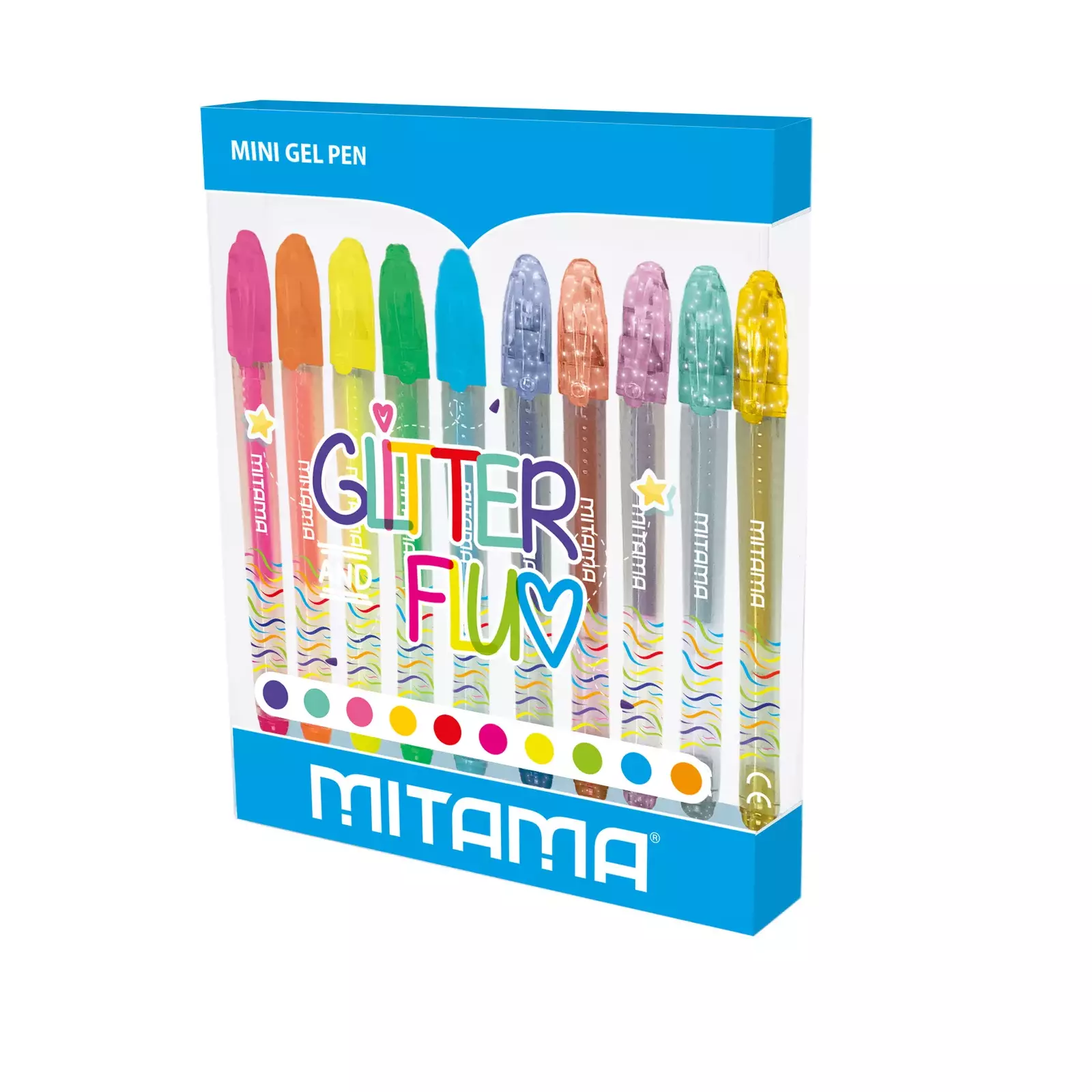 MITAMA Mini penne gel glitterate, 10 pezzi