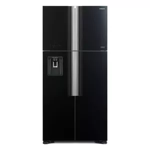 Hitachi Refrigerator R-W661PRU1 (GBK) Energy efficiency class F, Free standing, Side by side, Height 183.5 cm, Fridge net capacity 396 L, Freezer net capacity 144 L, Display, 40 dB, Glass Black