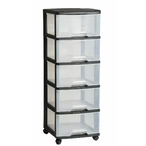 Storage drawer unit Curver 0806770146 — 5 drawers, 20 L each, black/translucent, 37×39×100 cm