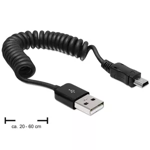 DeLOCK USB 2.0/USB mini 0.6m USB kabelis 0,6 m USB A Mini-USB A Melns