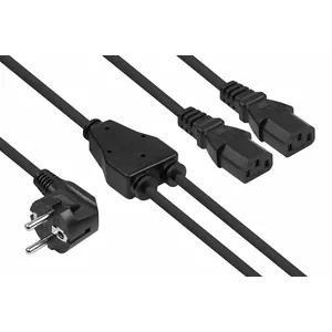Power cable Kabelmeister SK0136-S020 Black 2 m Power plug type E+F 2 x C13 coupler