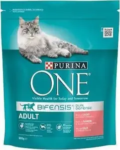Сухой корм для взрослых кошек Purina ONE Rich in Salmon and Whole Grains 800 г