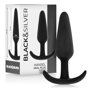 Анальная пробка black&silver HANSEL из силикона с петлей, размер S