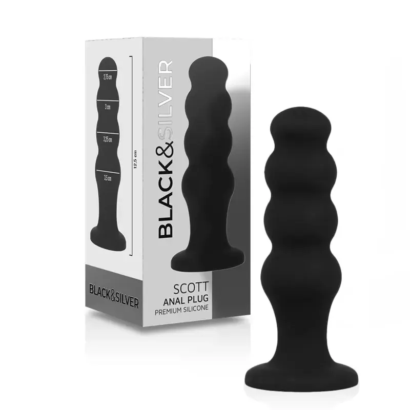 Анальная пробка black&silver Scott Premium силикон Photo 2