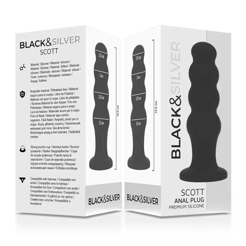 Анальная пробка black&silver Scott Premium силикон Photo 6