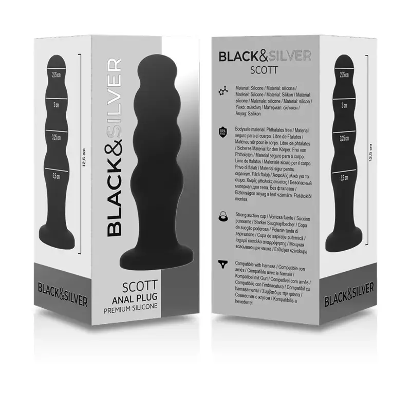 Анальная пробка black&silver Scott Premium силикон Photo 7