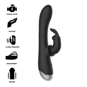 Silicone Rechargeable Stimulator black&silver DJ. Adam Rabbit — silicone, rechargeable