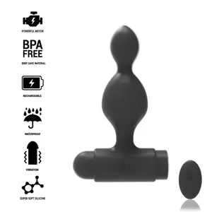 Anālā aizbāzne black&silver TUCKER PETIT — silikona, ar tālvadību