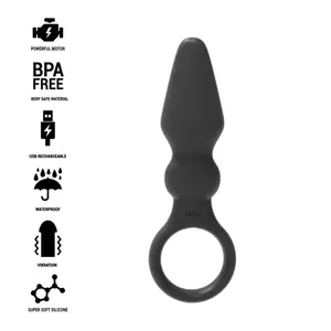 Anālais piesprauds black&silver OZZY silikona — koniska forma, drošs silikons