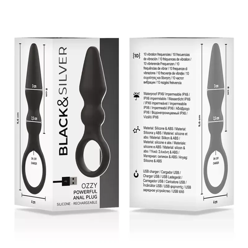 Анальная пробка black&silver OZZY силиконовая Photo 6