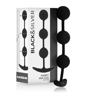 Анальные бусы black&silver HARRY, длина для введения 14 см, силикон