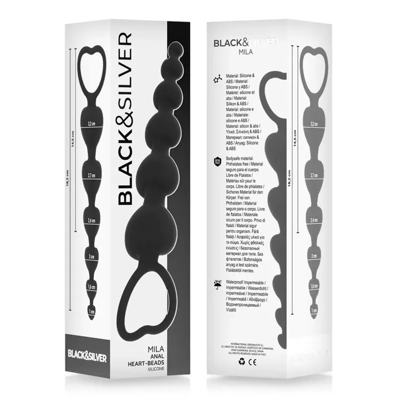 black&silver MILA силиконовые анальные сердечки 18 см Photo 6