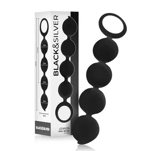 Анальные бусы black&silver Lennon из силикона, длина 15 см, гибкие вставляемые шарики
