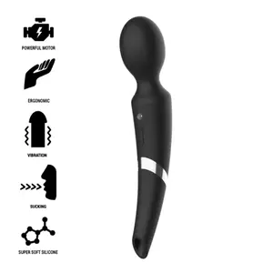 Rechargeable silicone massager and suctioner, black&silver BECK BLACK