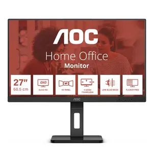 AOC Q27E3UMF datora monitors 27 collas Quad HD 2560 x 1440 VA 75 Hz ar iebūvētiem skaļruņiem USB centrmezglu un augstuma regulēšanu melnā krāsā