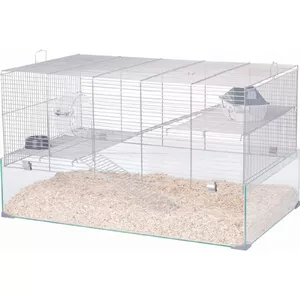 Cage ZOLUX Neolife 80 (model 205664GRI) for mice and rats — 780×450×480 mm, plastic, rod spacing 9 mm, includes bowl, grey