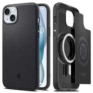 Mobilo tālruni vāciņš Spigen Mag Armor priekš iPhone 15 Plus, pārsegs, TPU, melns, 6.7"