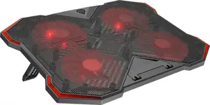GENESIS Oxid 260 Klēpjdatora dzesēšanas paliktnis līdz 17.3 collu ekrāniem ar 4 ventilatoriem 1010 RPM, USB barošana, melns un sarkans