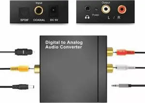 Audio adapter Mozos DAC01 Toslink (optical) to RCA (cinch) converter, black